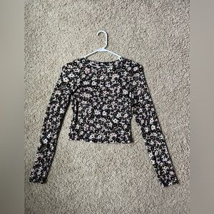 Black Floral Baby Tee
